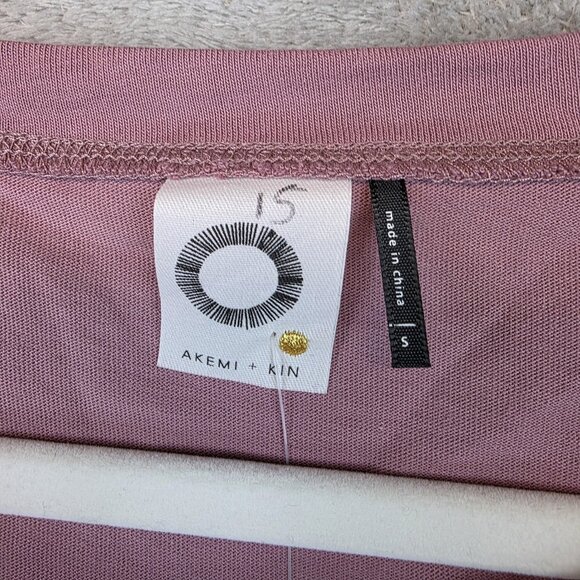 Akemi + Kin Shirt Womens Small Mauve Asymmetrical Floral Lace Hem Tunic Top - Picture 2 of 15